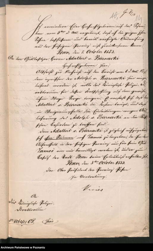 Obraz 18 z jednostki "A. betr. den polnischen Flüchtling Adolf von Biernacki"