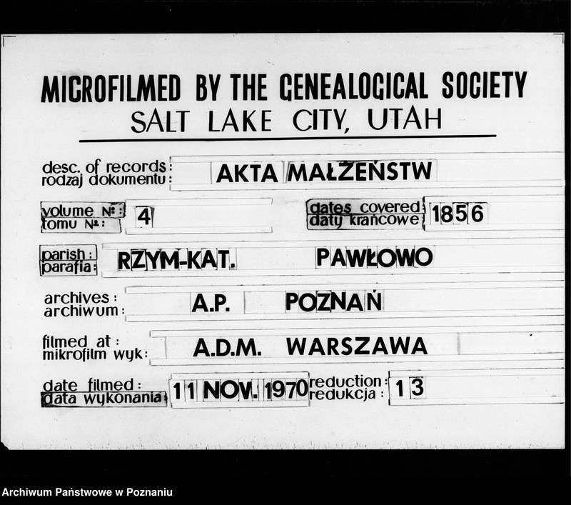 image.from.team "Akta stanu cywilnego Parafii Rzymskokatolickiej Pawłowo (pow. gnieźnieński)"
