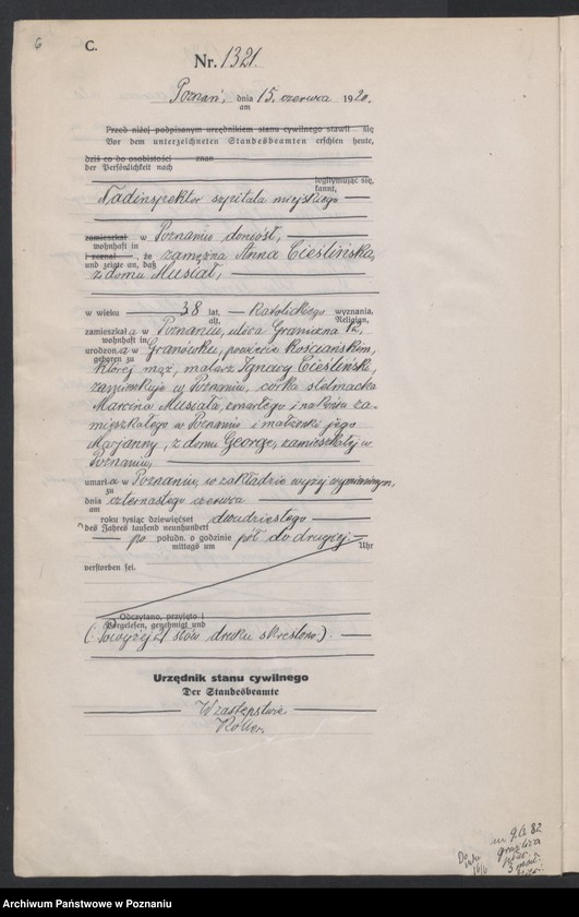 Obraz 8 z jednostki "Księga miejscowa zgonów tom III [Rejestr główny zgonów]"