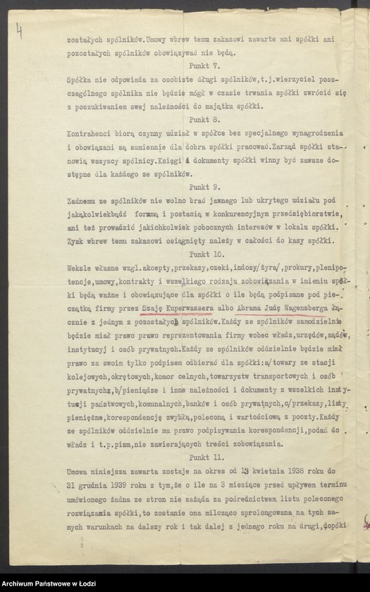 Obraz 6 z jednostki "Szaja Kuperwasser, Abram Juda Wagensberg, Dawid Zełman Urbach, Moszek Joskowicz, Lejbus Wajnberg- sprzedaż towarów włókienniczych własnego wyrobu"