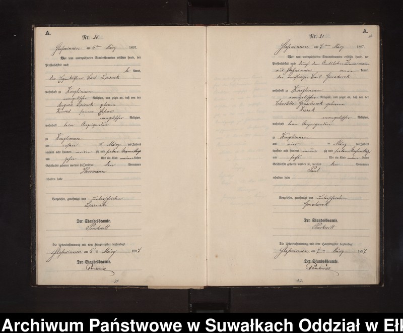 image.from.unit.number "Geburts-Neben-Register des Preussischen Standes-Amtes Stasswinnen Kreis Lötzen"