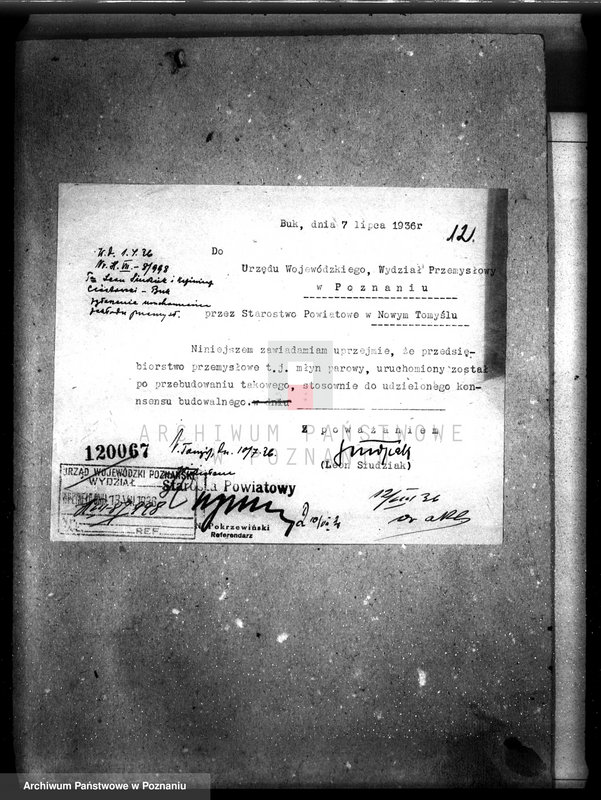 Obraz 16 z jednostki "Zatwierdzenie zakładu przemysłowego /młyn parowy/ firmy Siudziak i Ciastowski w Buku"