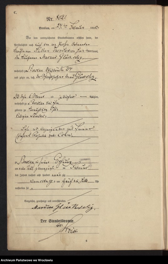 image.from.unit.number "Sterbe-Haupt-Register Breslau I 1890 Band 3"