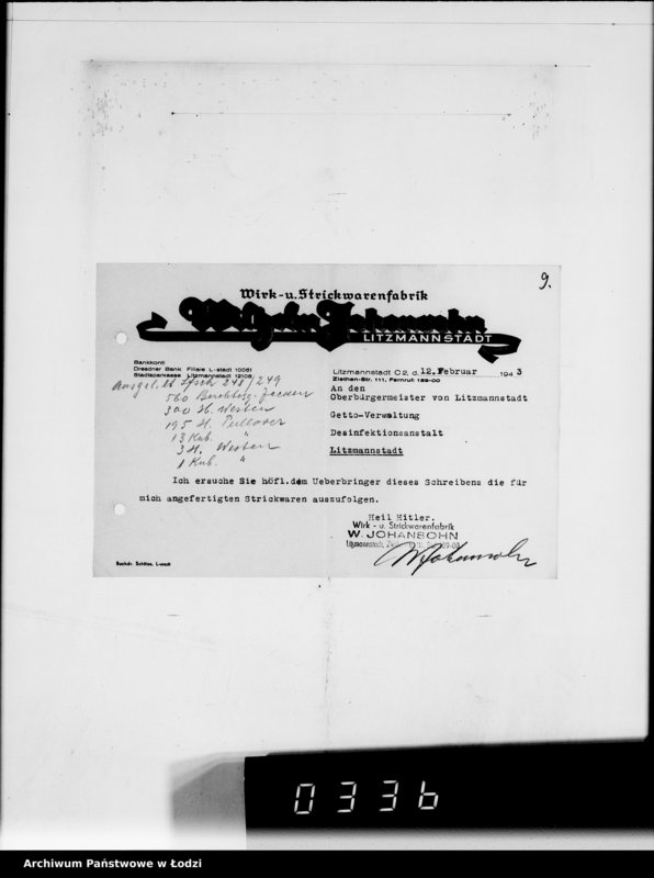 Obraz 13 z jednostki "[Odbiór wyrobów dzianych przez firmę W.Johansohn w Łodzi]"