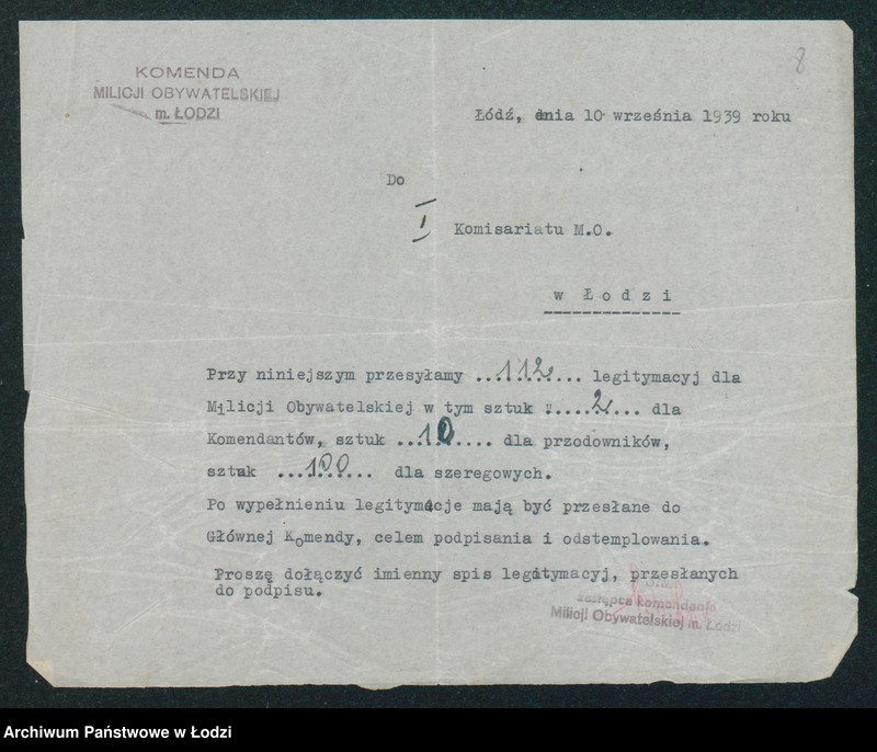 Obraz 10 z jednostki "[Akta I-go Komisariatu Milicji Obywatelskiej - zarządzenia i rozkazy Komendy Milicji Obywatelskiej i władz niemieckich]"