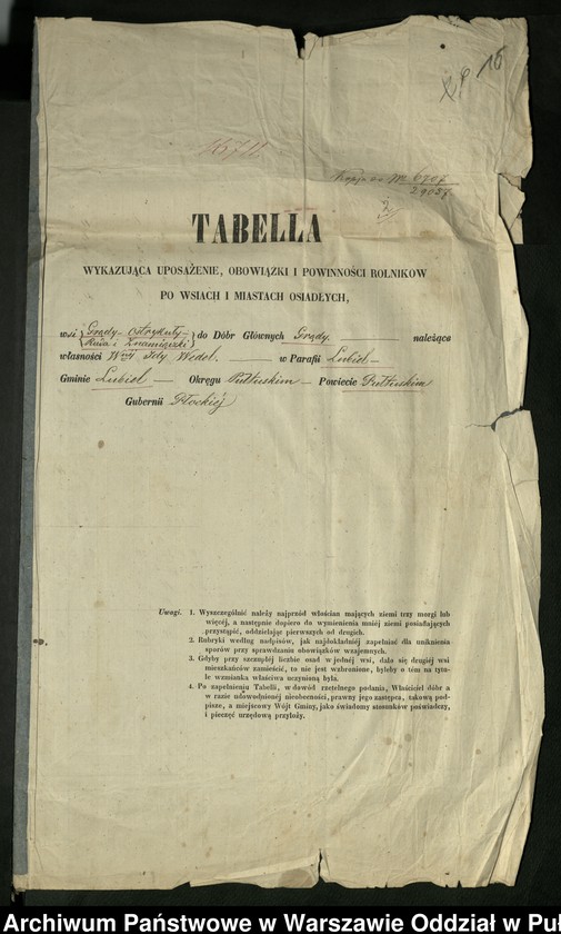 image.from.unit.number "O urządzaniu chłopów byłej rządowej wsi kolonialnej Ostry Kół, Ruda, Sewerynka, gm. Długosiodło, wchodzącej przy opublikowaniu ważnych dekretów z dnia 19 lutego, 12 marca 1864 r. (Skład prywatnej własności Brańszczyk podległej Józefowi Załęskiemu)"
