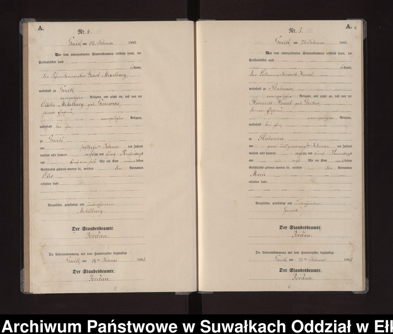 image.from.unit.number "Geburts-Neben-Register des Königlichen Preussischen Standes-Amtes Gneist Kreis Loetzen"