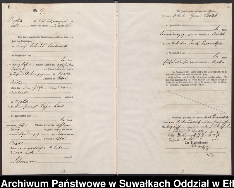image.from.unit.number "Heiraths-Haupt-Register des Königlichen Preussischen Standes-Amtes Bialla Kreis Johannisburg"