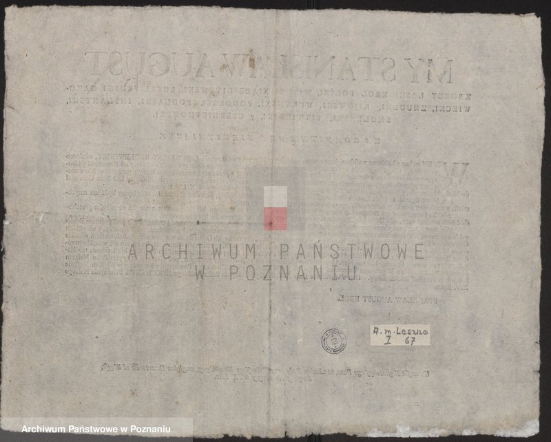 Obraz 3 z jednostki "Uniwersał Stanisława Augusta, króla polskiego w sprawie dezerterów z wojska polskiego i litewskiego"