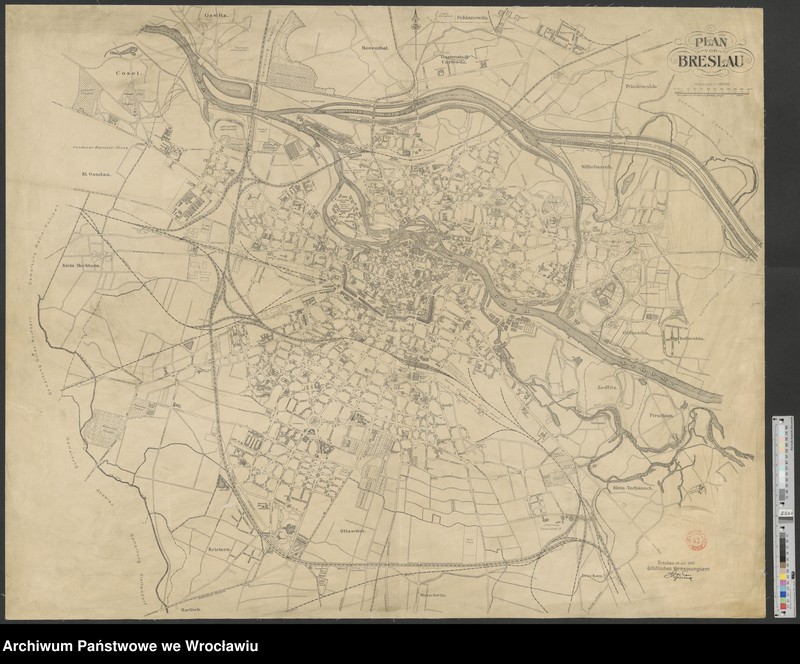 Obraz 10 z kolekcji "Wybrane mapy Breslau z lat 1827-1932 z kolekcji kartograficznej zespołu "Rejencja Wrocławska"111"