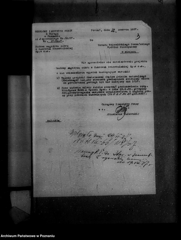 Obraz 7 z jednostki "Zatwierdzenie zakładu przemysłowego .magazynu Cukrownia w Szamotułach Spółka z o. o./"