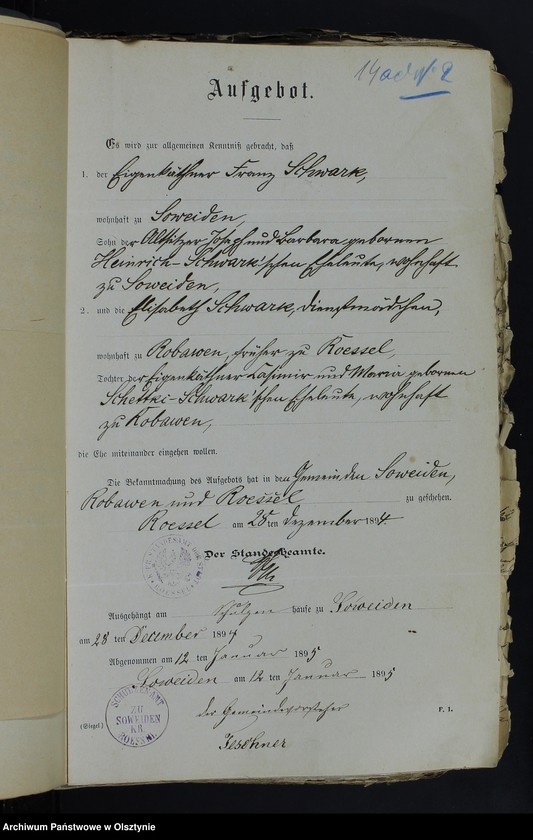 image.from.unit.number "Beläge zum Heiraths-Register"