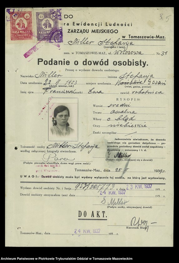 image.from.unit.number "Dowodów osobistych od nr 951 do 1100. Tom VII"