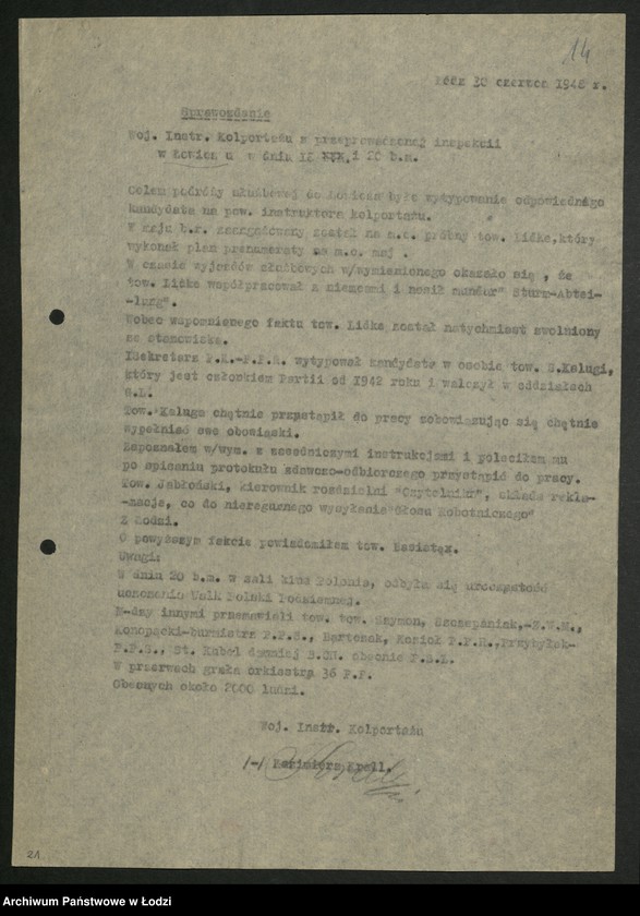 Obraz 16 z jednostki "Kolportaż - sprawozdania instruktora [wojewódzkiego] z wyjazdów w teren"