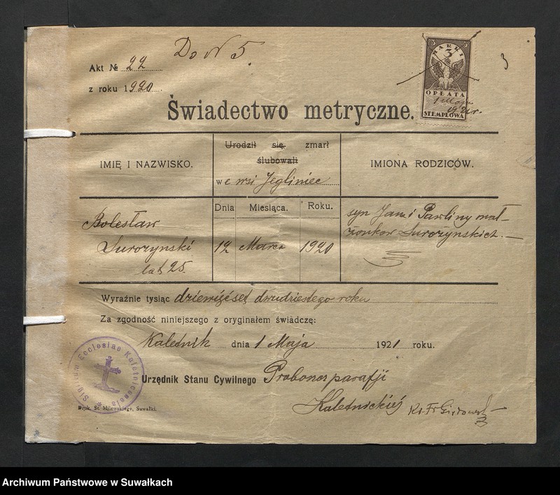 image.from.unit.number "[Dokumenty do akt małżeństw parafii rzymskokatolickiej w Wigrach z 1922 roku]"