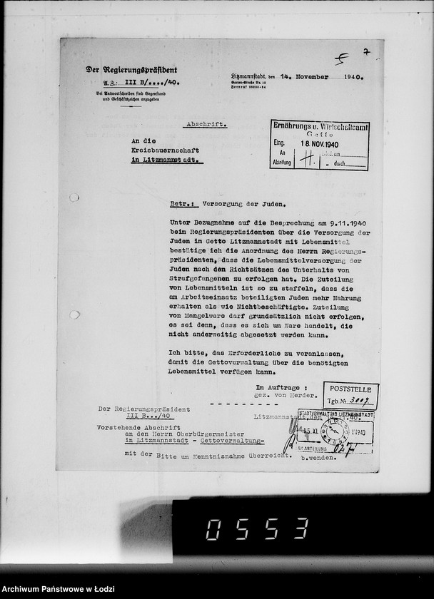 Obraz 11 z jednostki "Lebensmittel-Zuteilungssätze für die Juden-Versorgung"