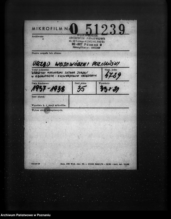 Obraz 2 z jednostki "/Warsztat kotlarski Lothar Jordan w Obornikach zatwierdzenie urządzenia/"