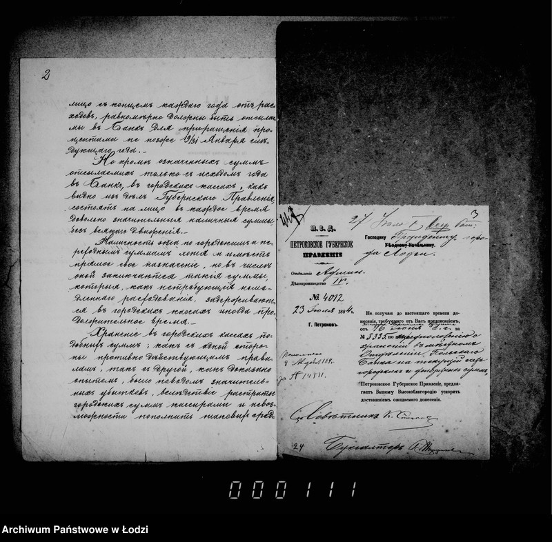 Obraz 7 z jednostki "Delo Lodzinskago Gorodovago Magistrata v mestom otdelenji Pol´skago Banka na tekuščij šcet gorodskich i depozitnych summ"