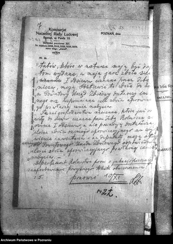 Obraz 11 z jednostki "Sprawy ogólno-administracyjne Zboże siewne"