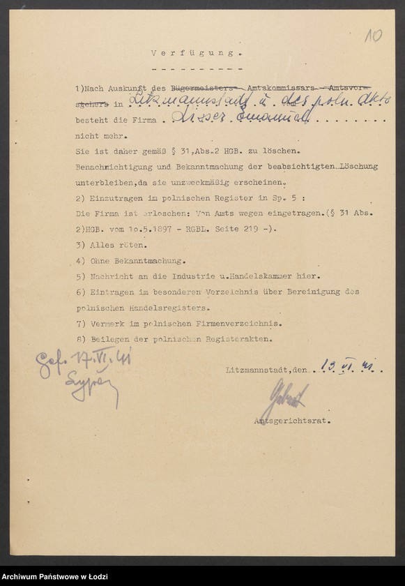 Obraz 12 z jednostki "Emanuel Lisser- sprzedaż drzewa opałowego"