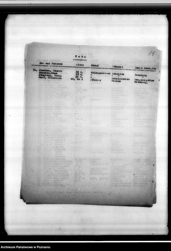 Obraz 19 z jednostki "Spisy zmarłych i zaginionych w 1939 roku miejscowych Niemców"