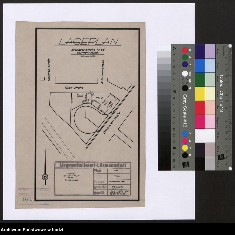 Obraz 1 z jednostki "Lageplan Breslauer-Straße Nr 65 Litzmannstadt"