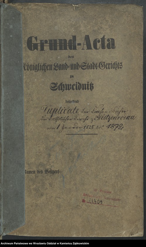 image.from.unit.number "Amtsgericht Schweidnitz Duplicate der Kirchenbücher der katholische Kirche zu Weizenrodau"