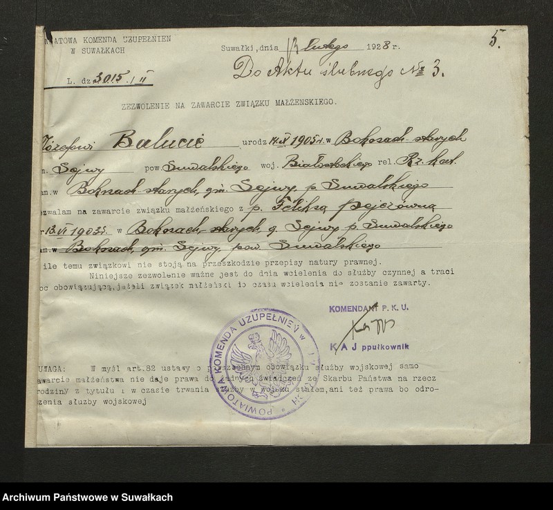 image.from.unit.number "Dokumenty Zaślubionych Smoleńskiej parafji za 1928 rok"