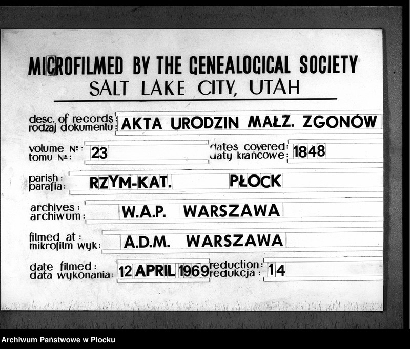 Obraz 1 z jednostki "Akta urodzeń, małżeństw i zgonów"