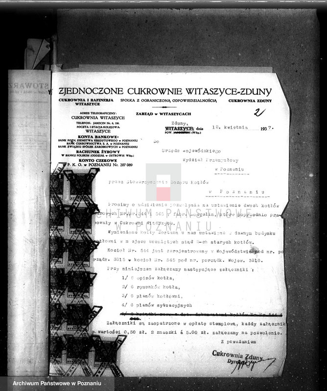image.from.unit.number "Zjednoczone Cukrownie Witaszyce - Zduny pow. krotoszyński nr woj. kotła 3816"