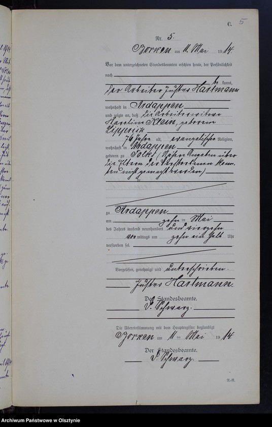 image.from.unit.number "Sterbe-Neben-Register Nr 1 - 19 [ Księga zgonów - wtóropis ]"