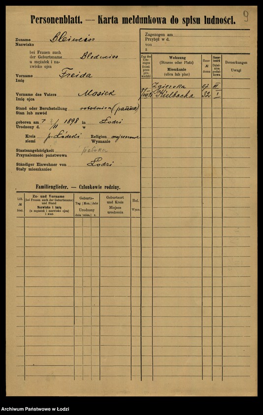 image.from.unit.number "[Spis ludności Łodzi] Blajweiss - Blesiński"