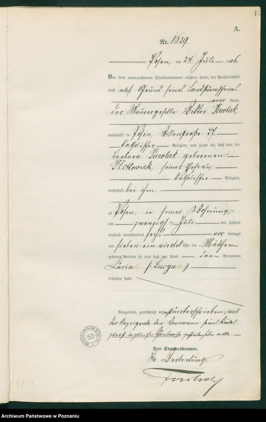 Obraz 17 z jednostki "Księga miejscowa urodzeń tom IV"