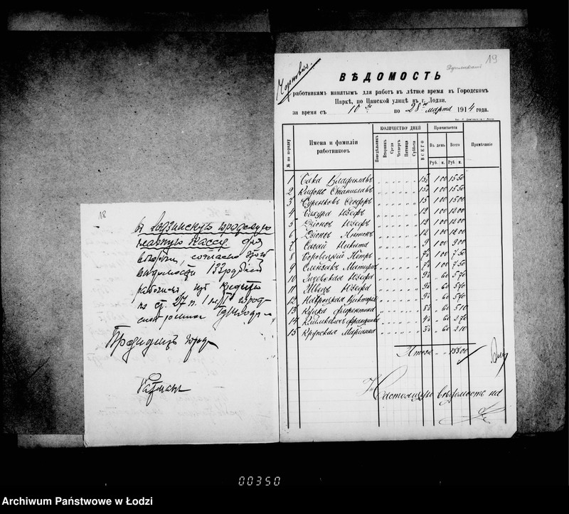 Obraz 15 z jednostki "O raschodach po soderžaniju v ispravnosti gorodskago parka po Panskoj ulice"