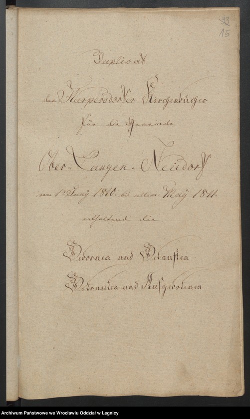 image.from.unit.number "Duplicat der Harpersdorfer Kirchenbücher von der Gemeinde Ober Harpersdorf Langen Neudorf"