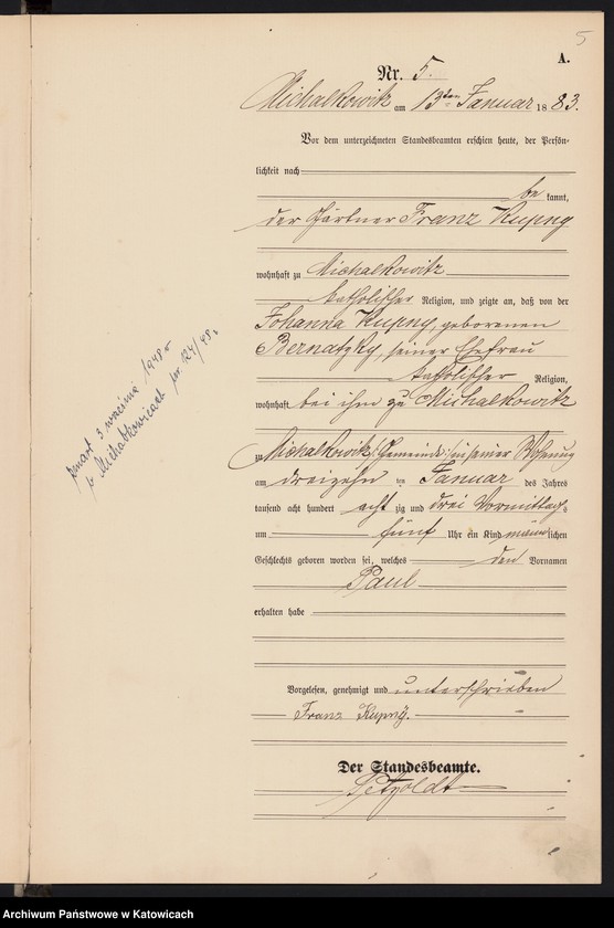 Obraz 8 z jednostki "[Księga urodzeń za rok 1883, nr 1-96]"