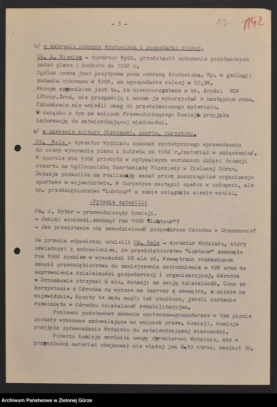 image.from.unit.number "Protokóły z posiedzeń Komisji Zdrowia, Spraw Socjalnych i Ochrony Środowiska Wojewódzkiej Rady Narodowej w Zielonej Górze"