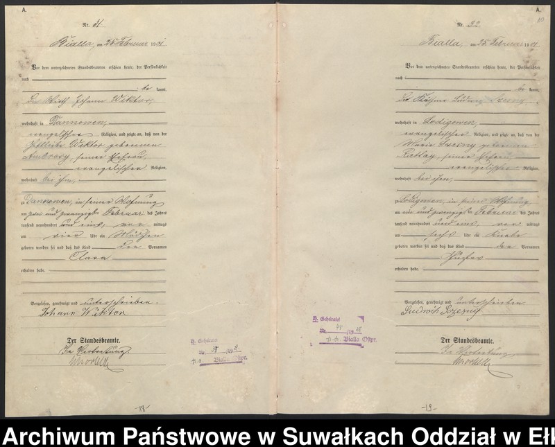 image.from.unit.number "[Geburts-Haupt-Register des Königlichen Preussischen Standes-Amtes Belzonzen Kreis Johannisburg]"