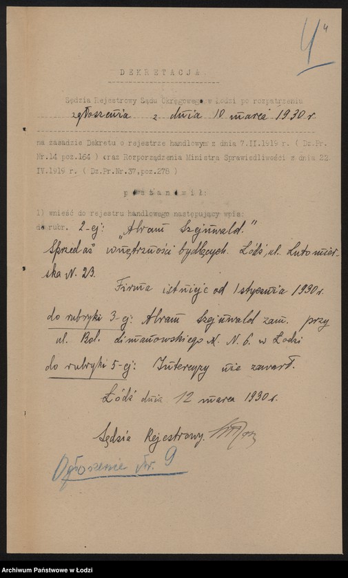 Obraz 6 z jednostki "Abram Szejnwald- sprzedaż wnętrzności bydlęcych"