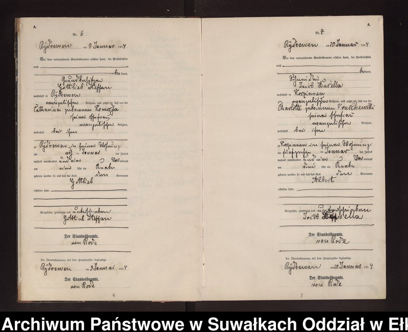 image.from.unit.number "Geburts-Neben-Register des Preussischen Standes-Amtes Rydzewen Kreis Lötzen"