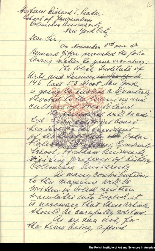 image.from.unit.number "General PIASA correspondence (1955). Letters of Florian Znaniecki and Witold Gombrowicz"