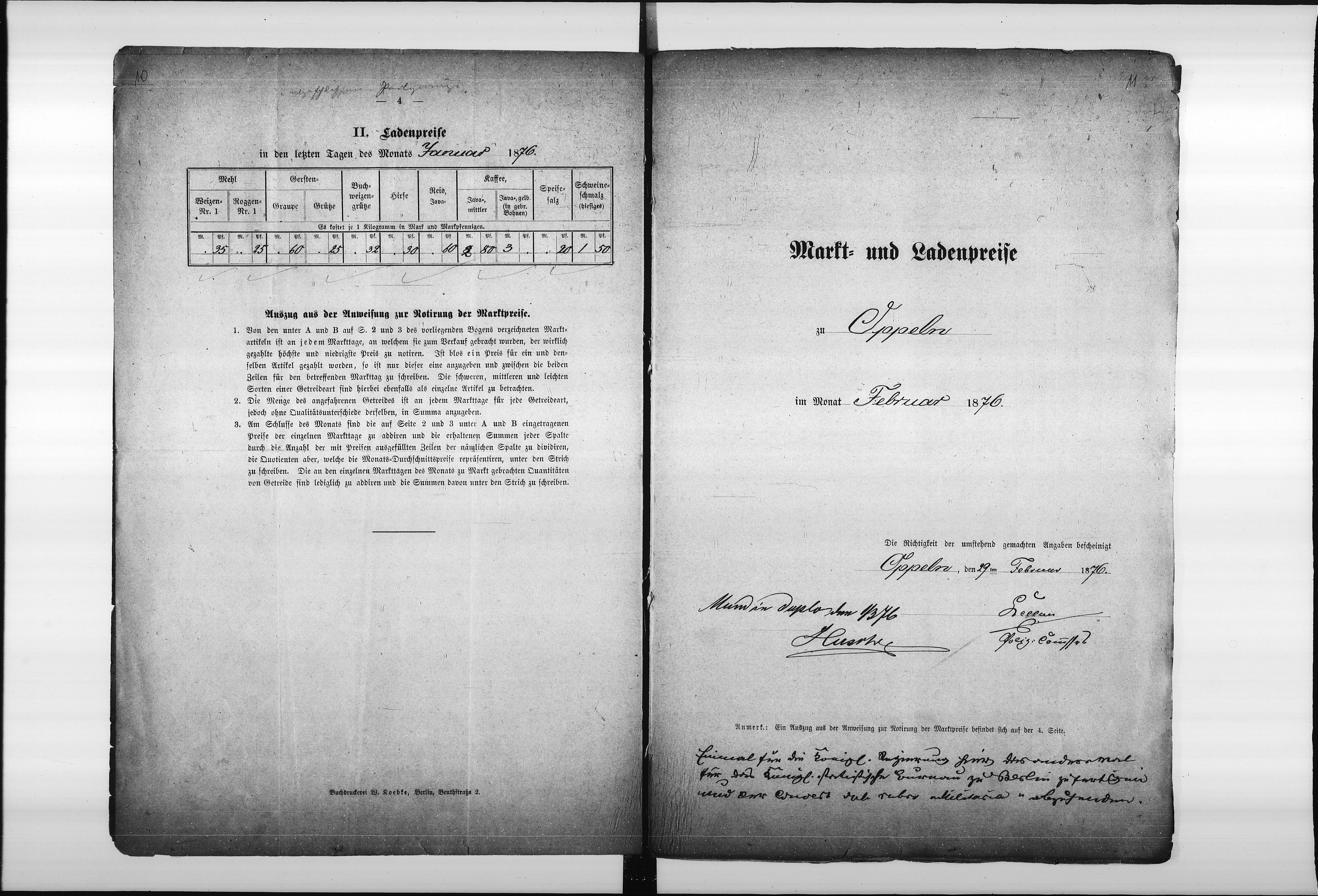 Obraz 11 z jednostki "Acta des Magistrats zu Oppeln betreffend Marktpreis-Tabellen"