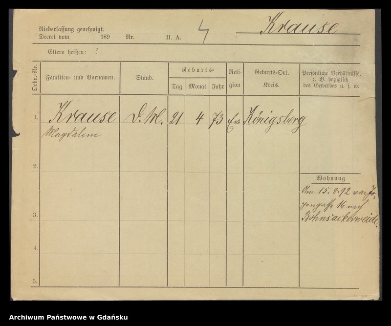 image.from.unit.number "Karty meldunkowe: Krause Magdalena - Krause Minna"