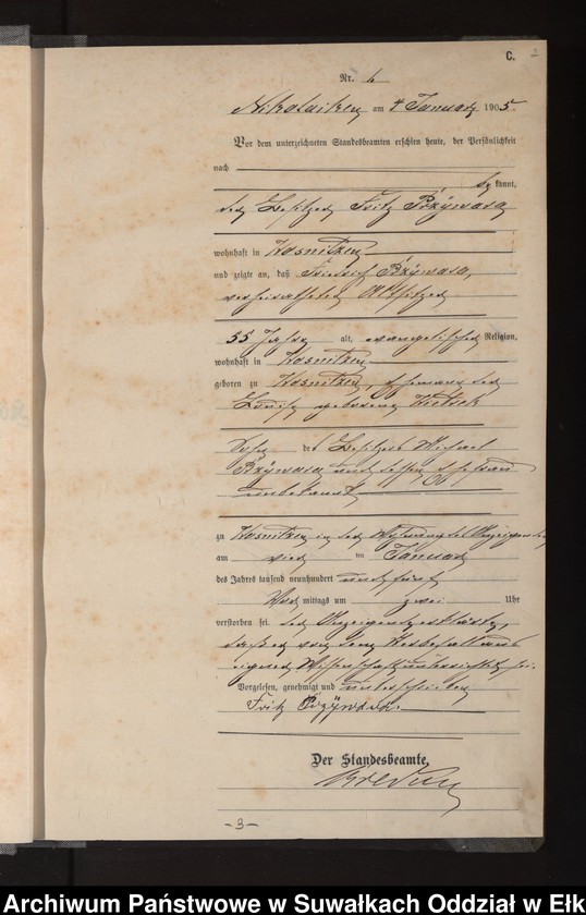 image.from.unit.number "Sterbe-Haupt-Register des Königlichen Preussischen Standes-Amtes Nikolaiken Kreis Sensburg"