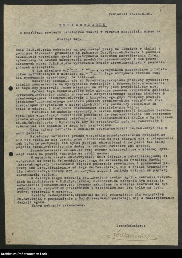 Obraz 6 z jednostki "Sprawozdania instruktorów [przemysłowych Wydziału Przemysłowego Komitetu Wojewódzkiego oraz] komitetów powiatowych i miejskich"