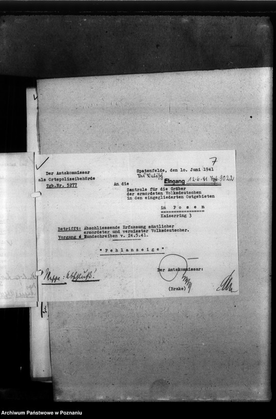 Obraz 11 z jednostki "Kreis Kalisch (Kalisz). Korespondencja w sprawie miejscowych Niemców, którzy zginęli w 1939 roku"