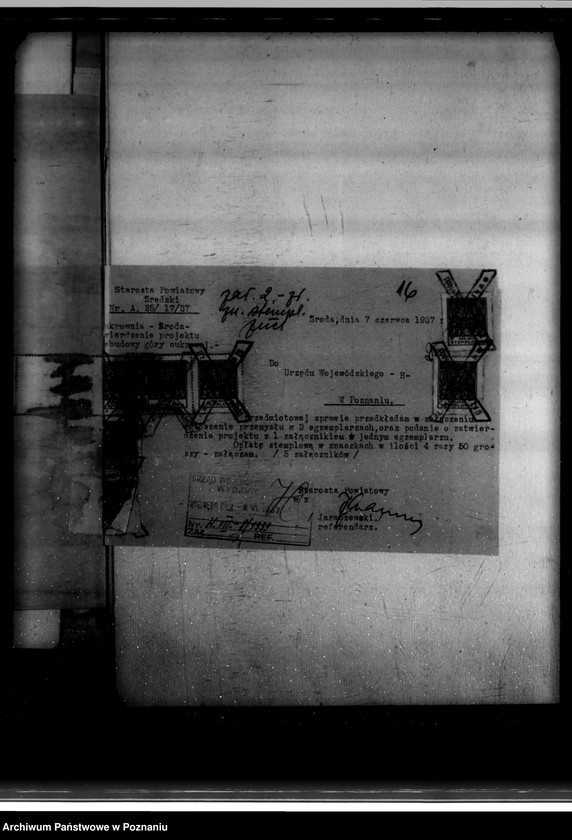 Obraz 20 z jednostki "Zatwierdzenie zakładu przemysłowego /przebudowy budynku góry cukrowej/ Cukrowni w Środzie Spółka Akcyjna"