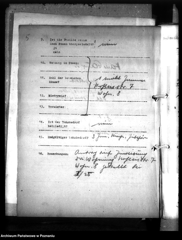 Obraz 9 z jednostki "Wohnungszuweisungen für Deutsche. Verdrängung der Polen."