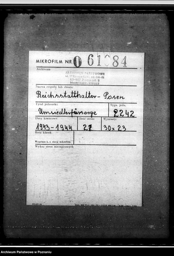 Obraz 2 z jednostki "Umsiedlerfürsorge"