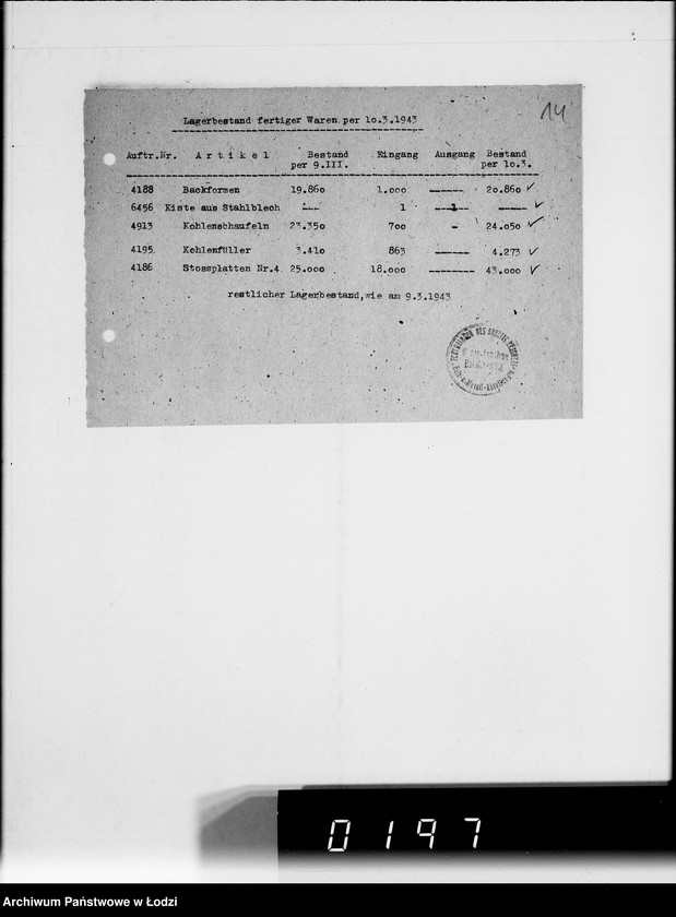 Obraz 18 z jednostki "Lager.Bestandsmeldungen"